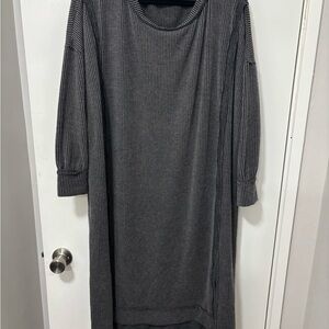 Elegant Gray Striped Dress